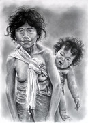 Bleistift und Tusche