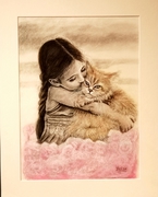 Farbige Graphitzeichnung